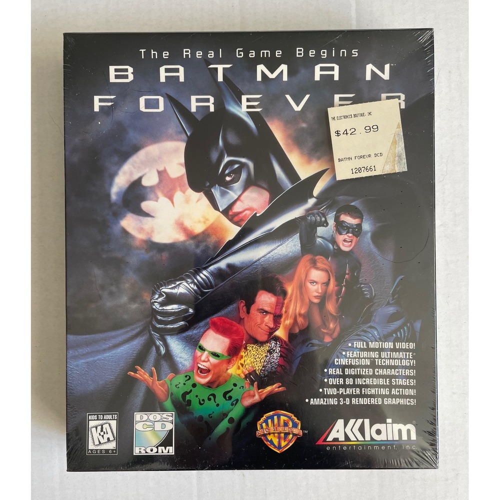 Batman Forever:The Real Game Begins, 1995 New and Sealed DOS CD ROM Akklaim
